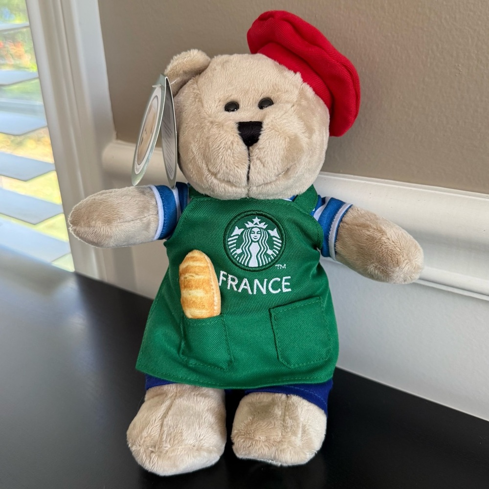 🇫🇷🥖 NEW Starbucks France Plush Bearista Bear with Beret, Apron & Baguette 🇫🇷🥖
